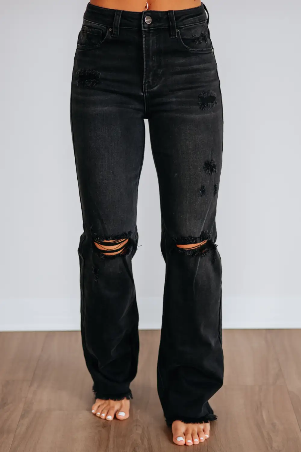 Women's High Rise Raw Hem Frayed Hem Jeans