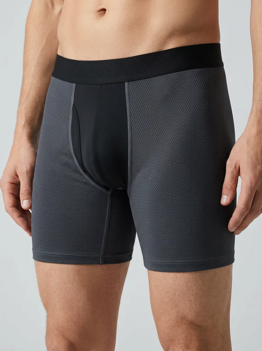 Men's Charcoal Mesh Panel Boxer Briefs