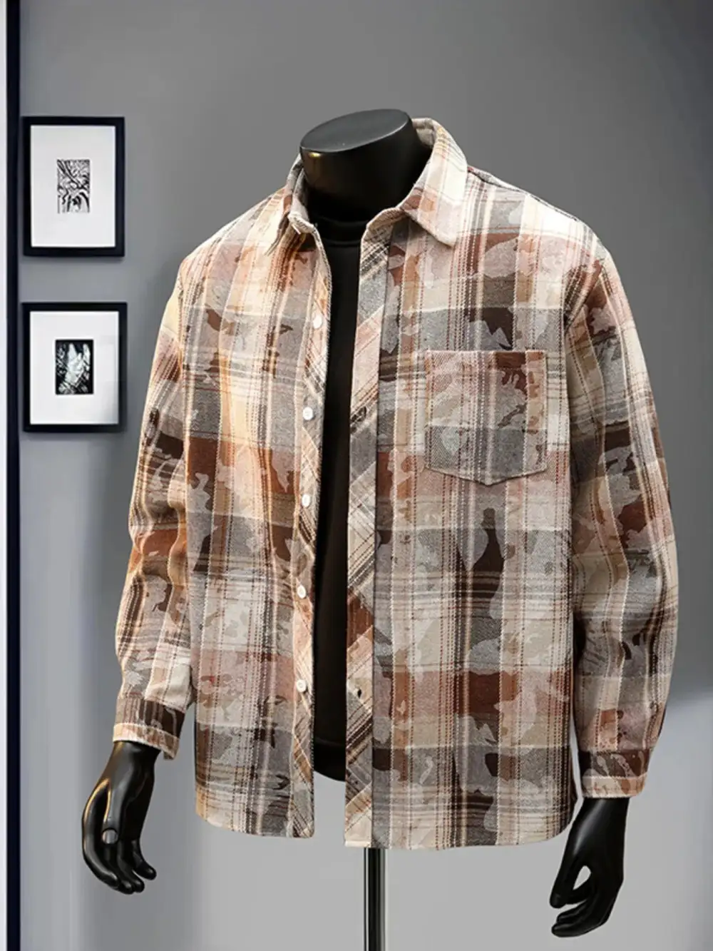 Cotton Plaid Long Sleeve Shirt