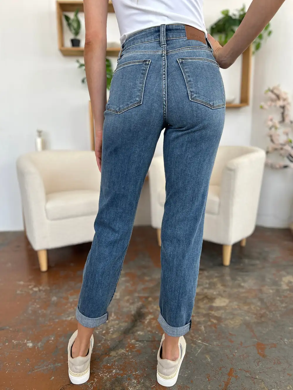 Clean Cuffed Denim Jeans