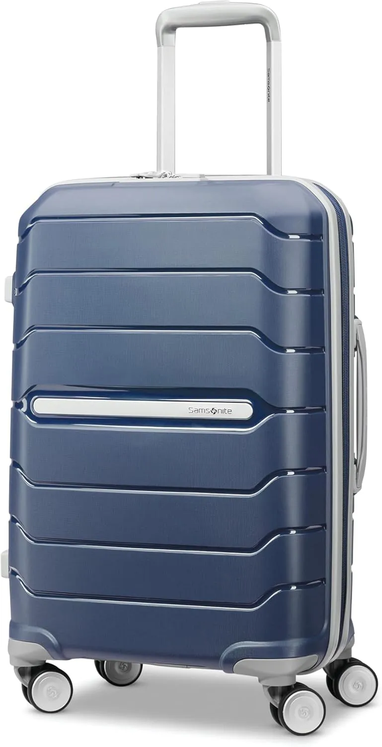 Samsonite Freeform Hardside Carry-On Luggage with Spinner Wheels - Hardshell Suitcase - TSA, Airline-Approved - Expandable Hard Shell, Smooth Rolling Wheels for Lightweight Travel - White/Grey
