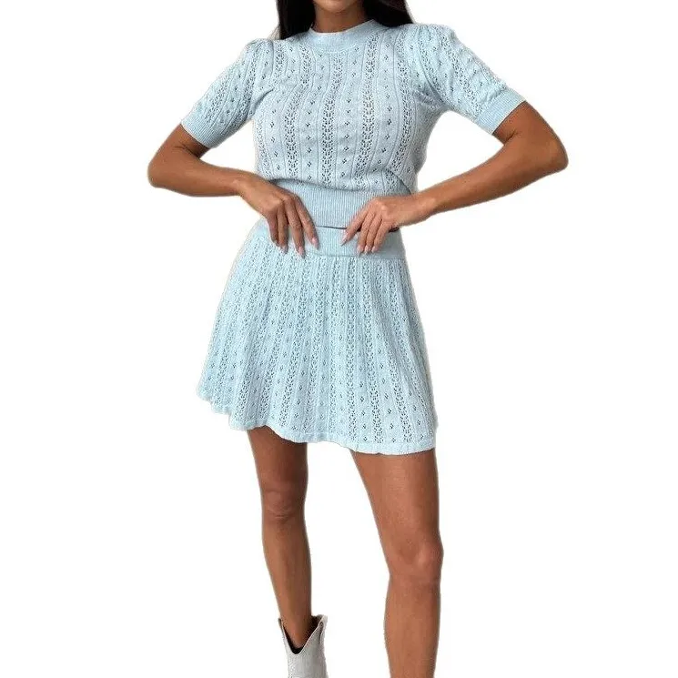 Classic Knit Top And High Waist Skirt Set