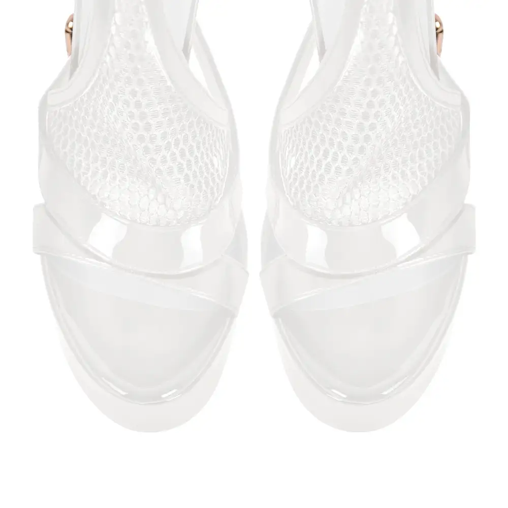 Mesh Buckle Ankle Strap Platform Stiletto Sandals