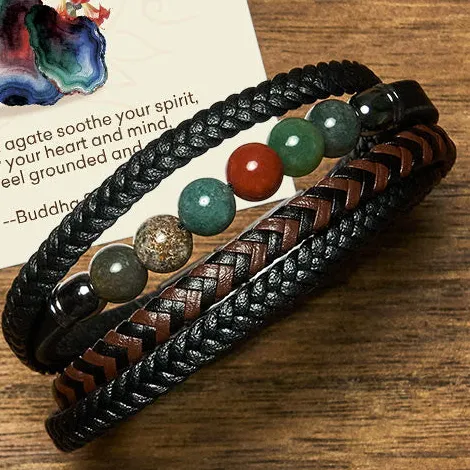 Leather Agate Bracelet