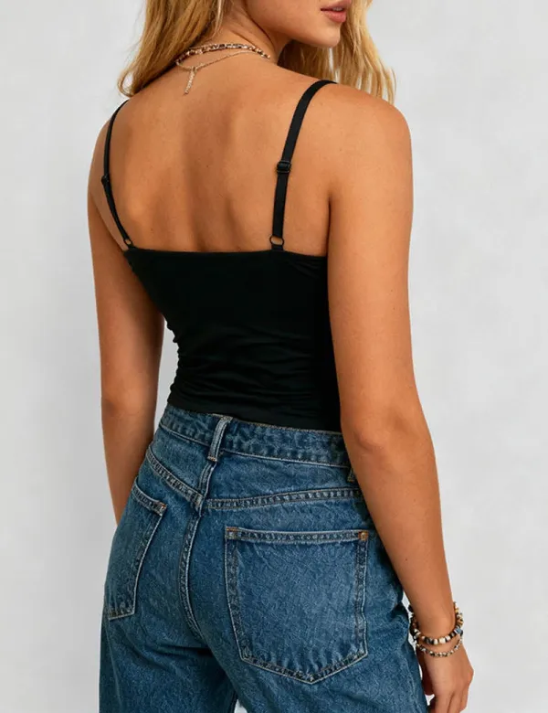Velvet Lace Trim Bustier Cami Top