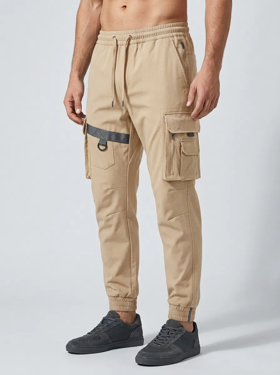 Contemporary Multi Pocket Graphic Print Fit Men's Cargo Jogger Pants