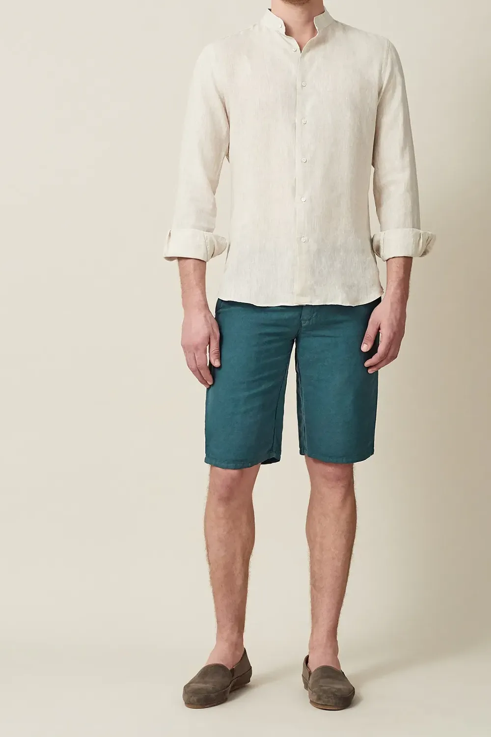 Premium Fabric Shorts Linen-Green
