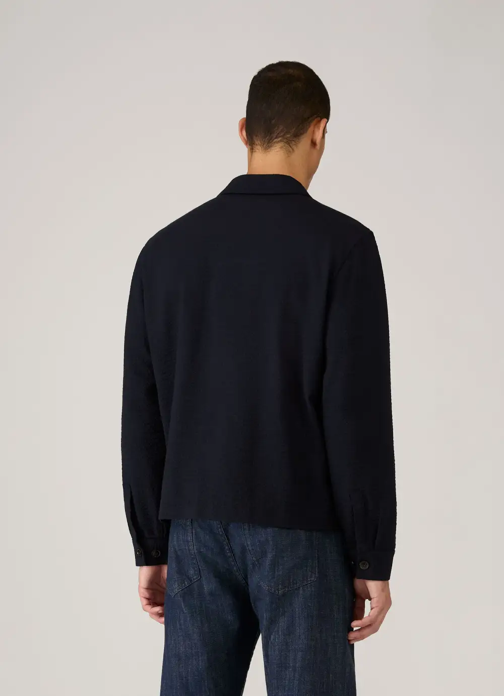 Cropped Wool Seersucker Jacket