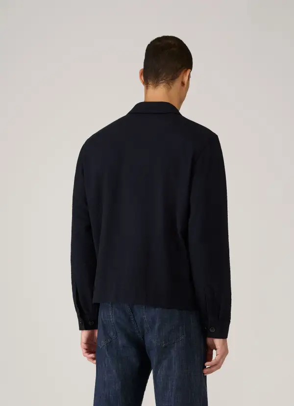 Cropped Wool Seersucker Jacket