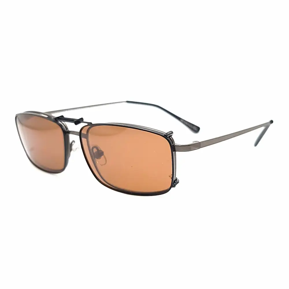 Amber Lens 52mm Rectangular Polarized Clip-On Sunglasses for Plastic Frames