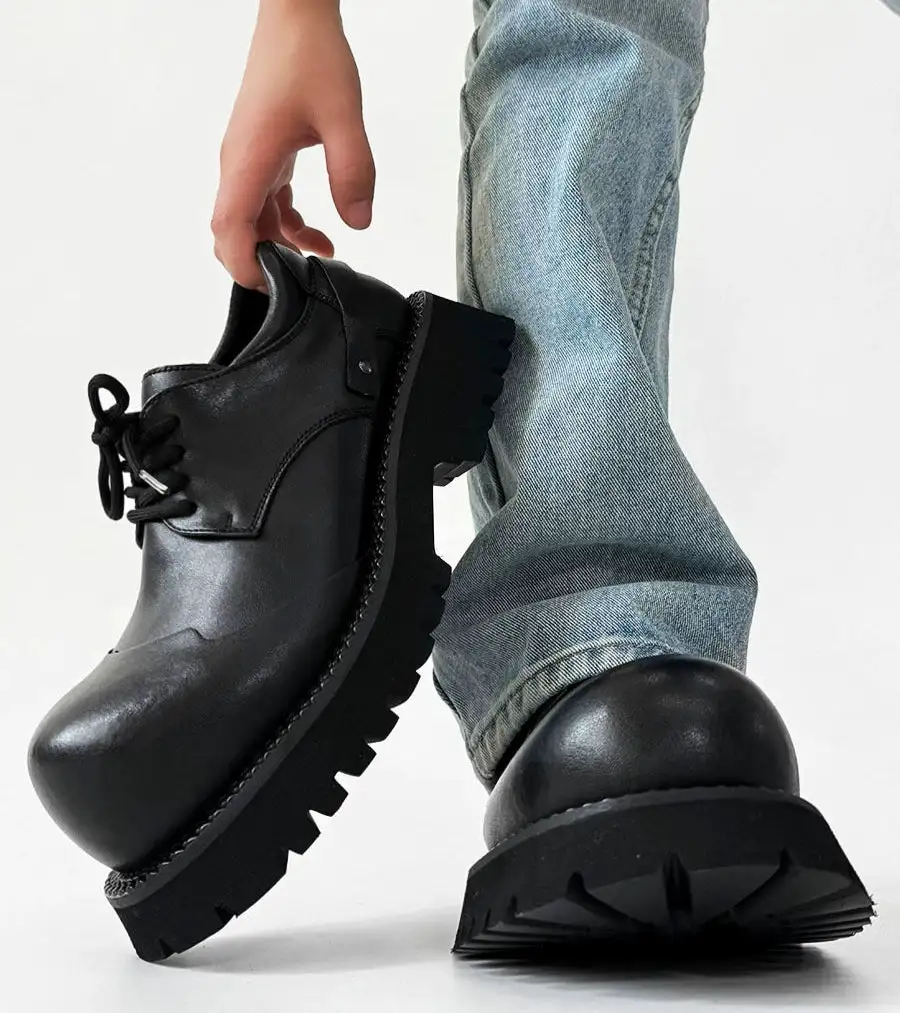 Chunky Sole Uplift Leather Casual Shoes