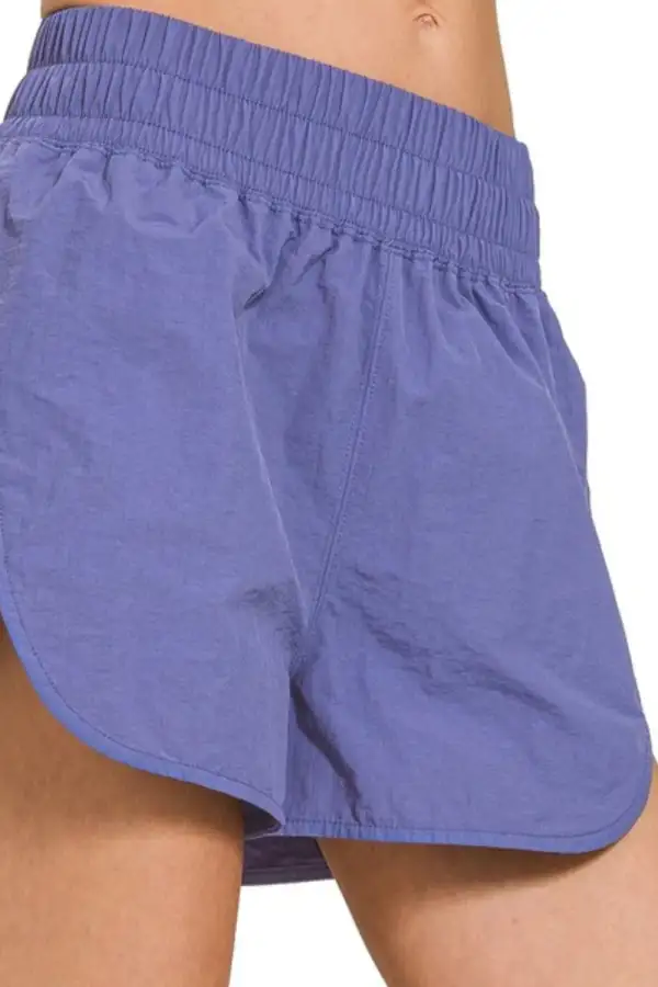 Refined Windbreaker Smocked Waistband Running Shorts