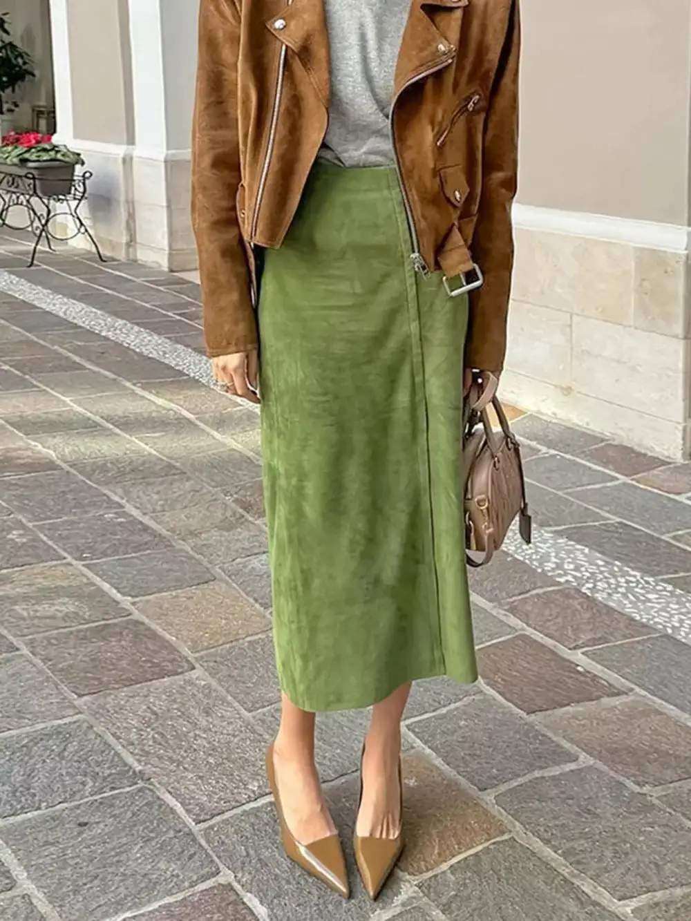 Solid Color Midi Skirt