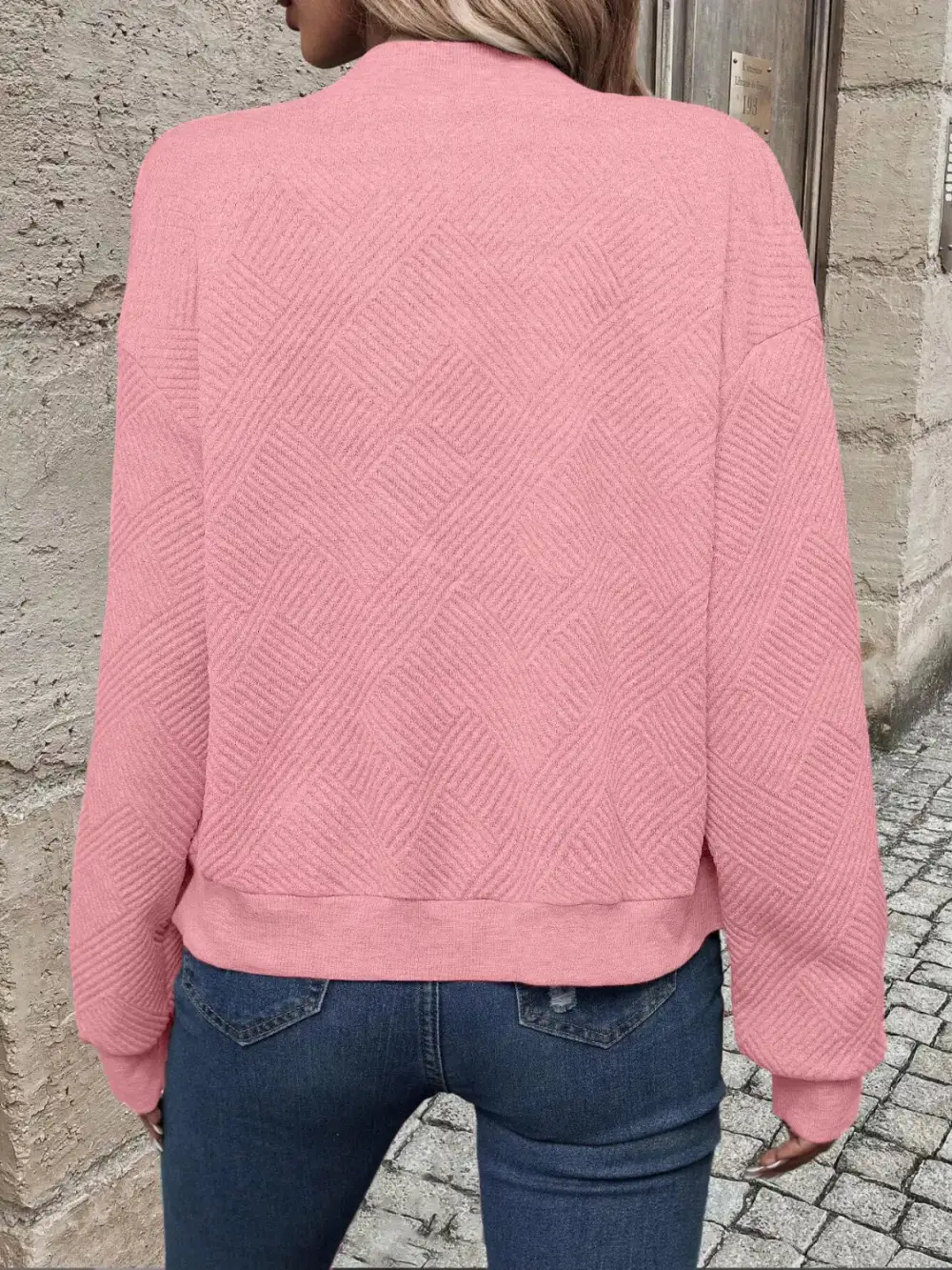 Texture Zip-Up Bomber Jacket