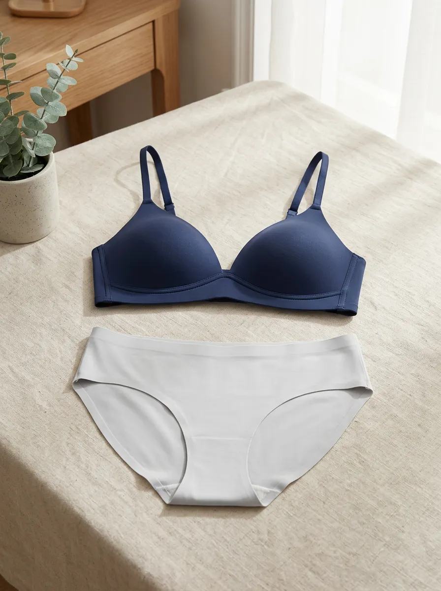 Women's Minimalist Solid Seamless And Lingerie Set