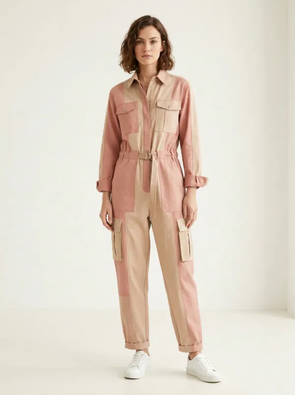 Women's Marin Utility Patchwork Colorblock Graphic Jumpsuit