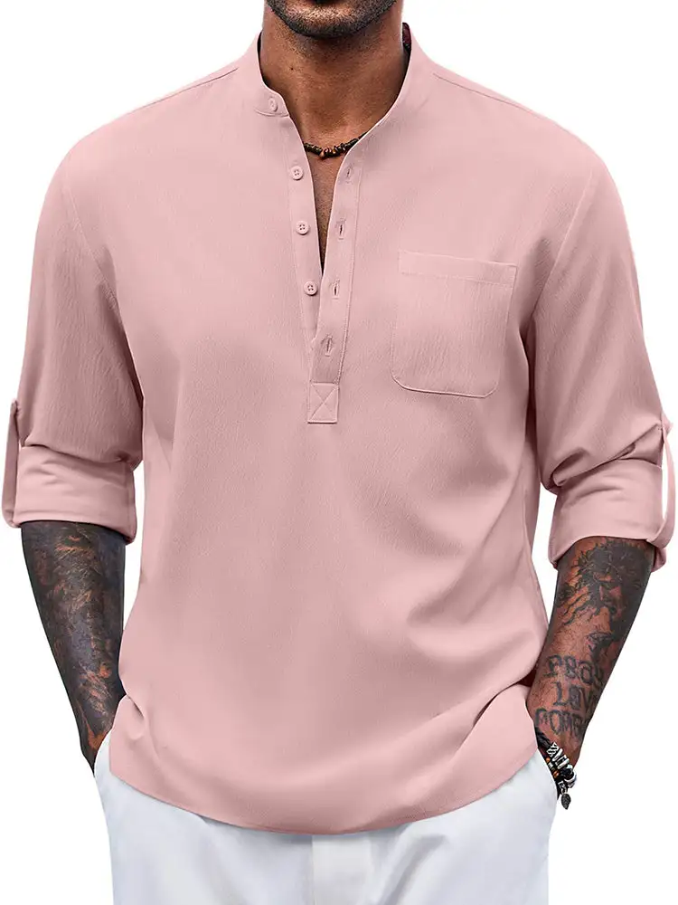 Casual Summer Vacation Henley Shirt