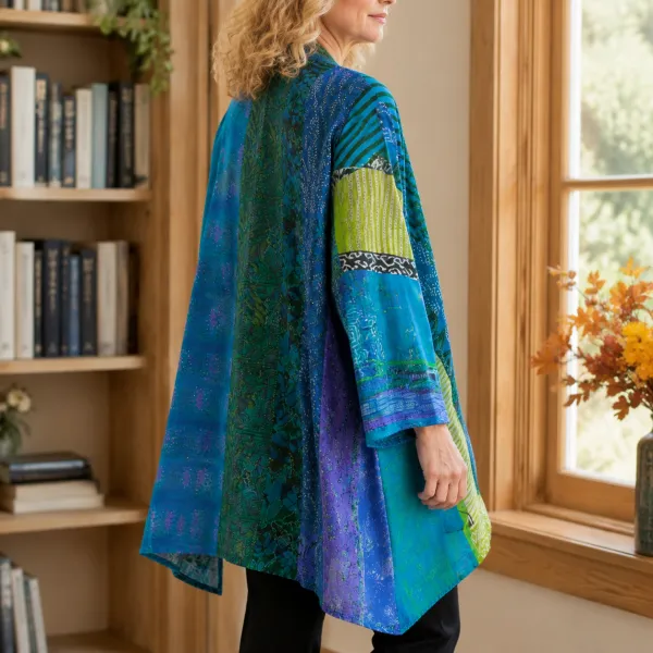 Patchwork Open-Front Cardigan