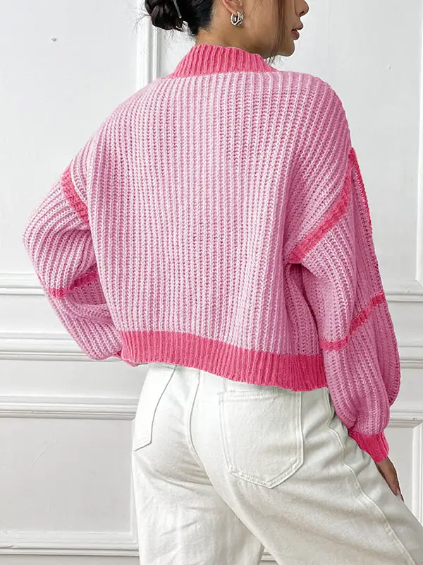 Women's Colorblock Long-Sleeve Relaxed Cardigan