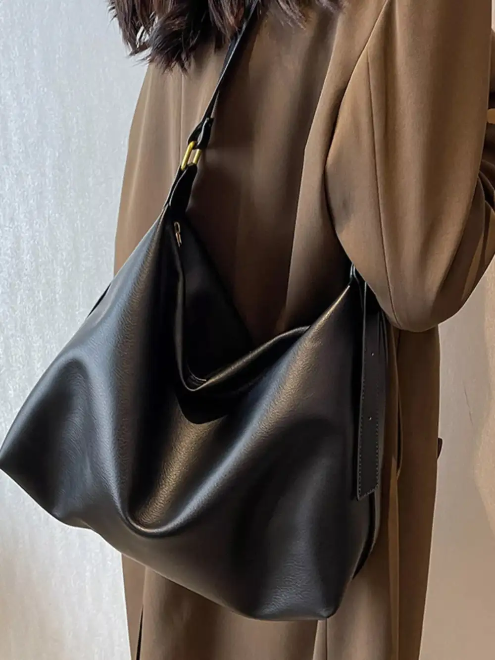 Faux Leather Adjustable Strap Bag