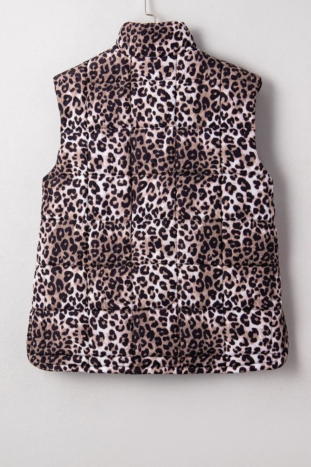 Leopard Quilted Zip Puffer Vest