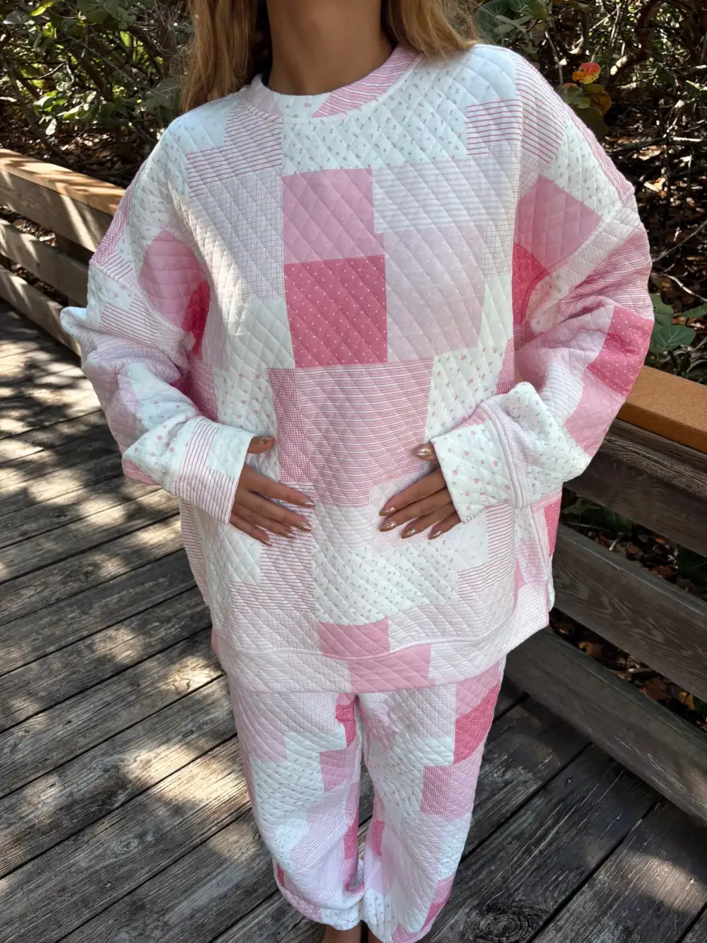Margo Quilted Patchwork Crewneck Sweatshirt