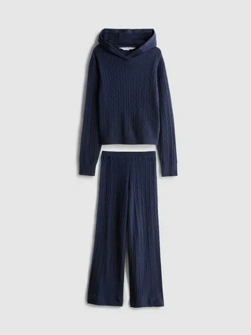 7-15yrs | Cable Knit Hoodie and Leggings Set