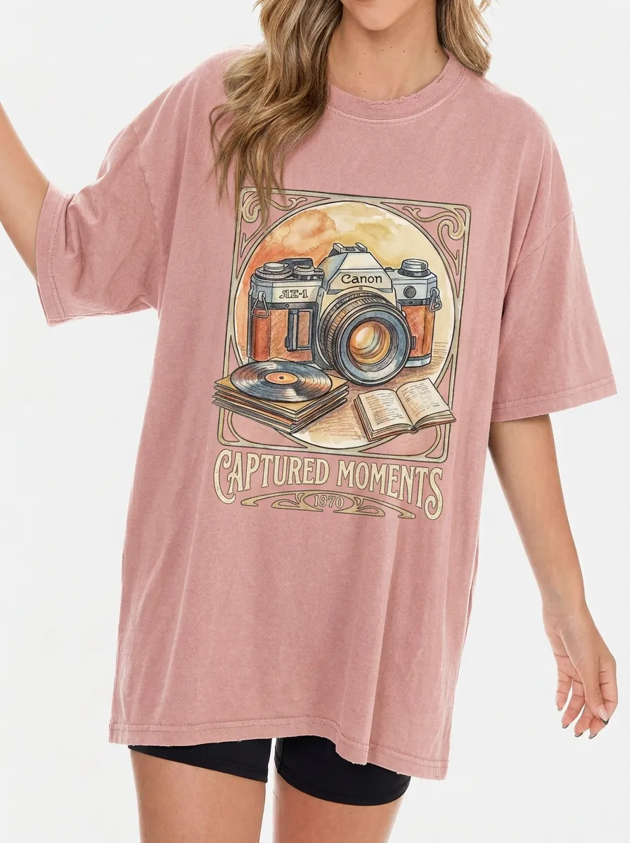 Women's Photography Vintage Camera Graphic T-Shirt