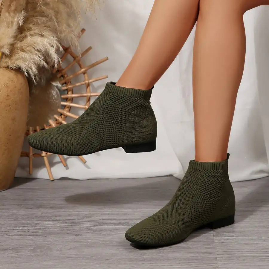 Mesh Knit Ankle Boots with Stretch Comfort Fit