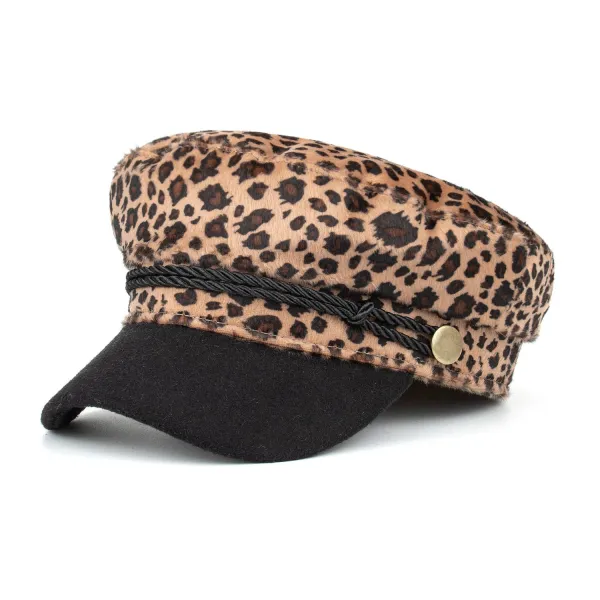 Leopard Print Printed Beret Hat