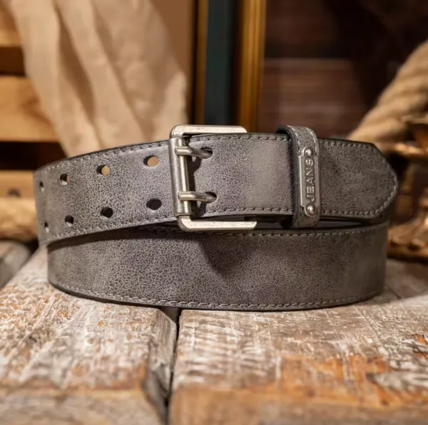 Double Row Vintage Leather Belt