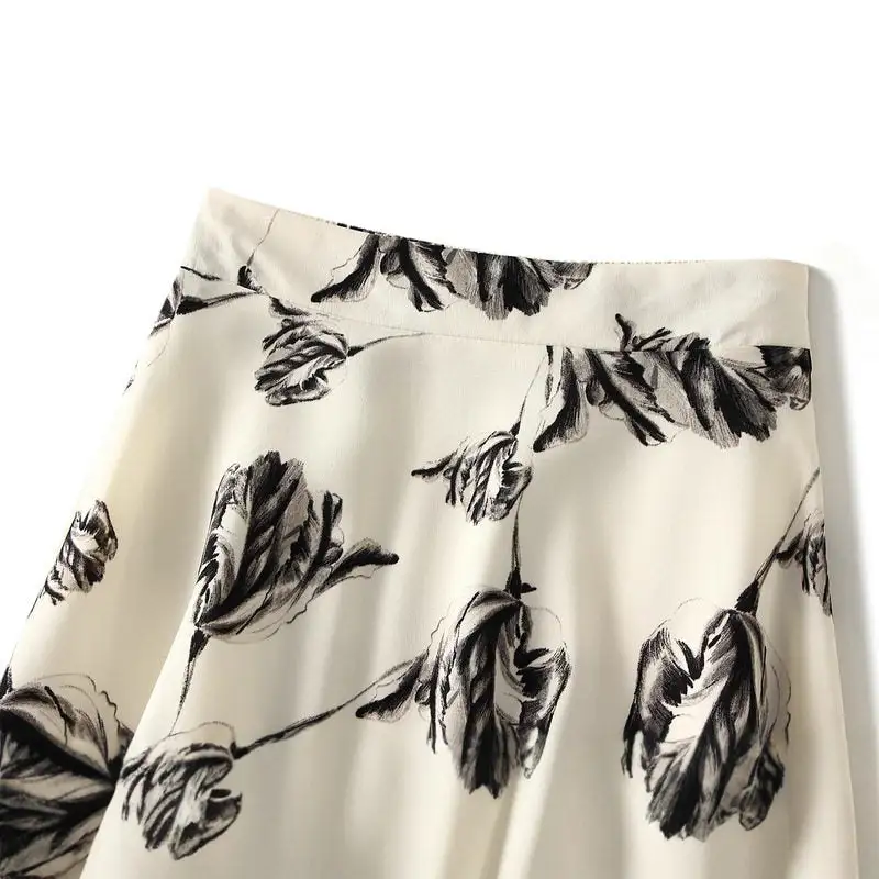 Print Midi Skirt With Flared Hem