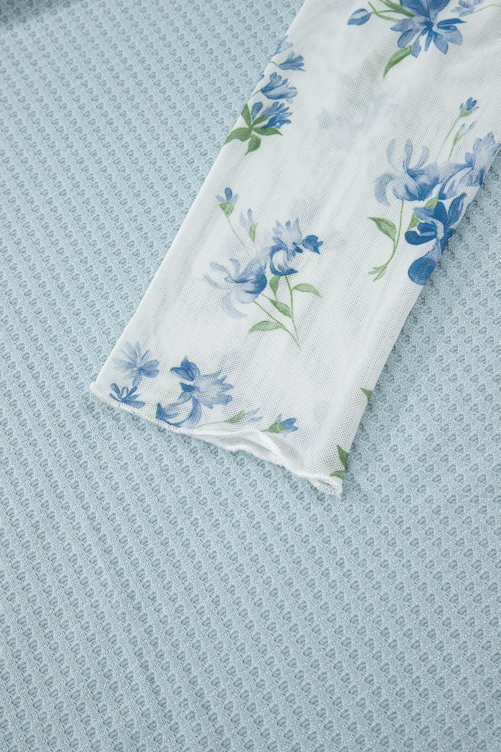 Beau Blue Floral Lace Sleeve Top