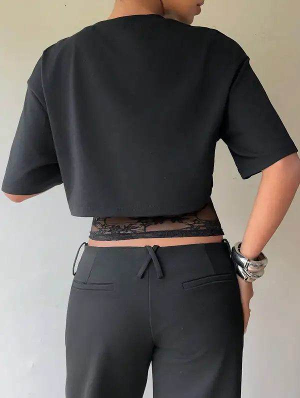 Lace Patch Slim Fit Tee