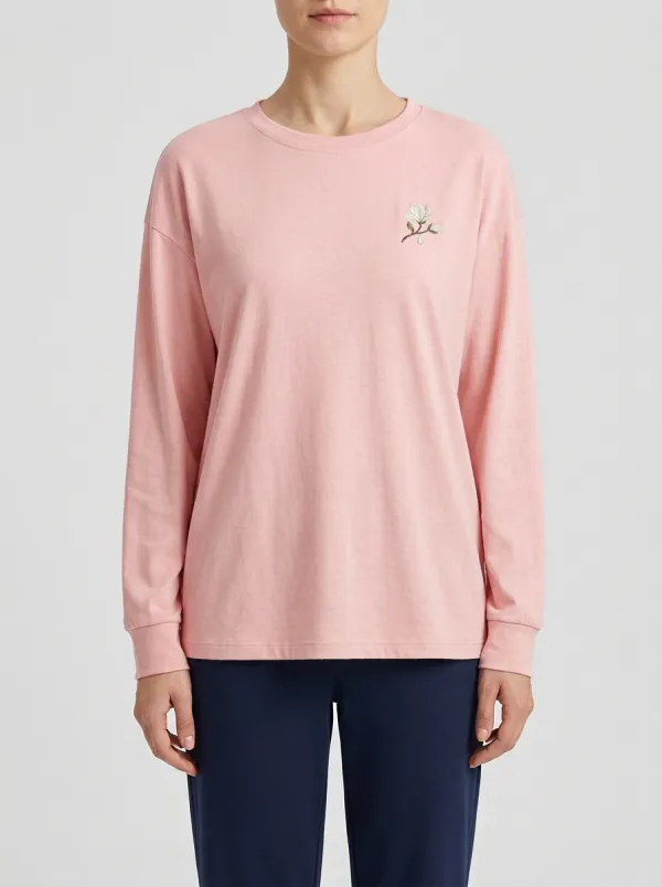Women's Floral Embroidered Long-Sleeve T-Shirt
