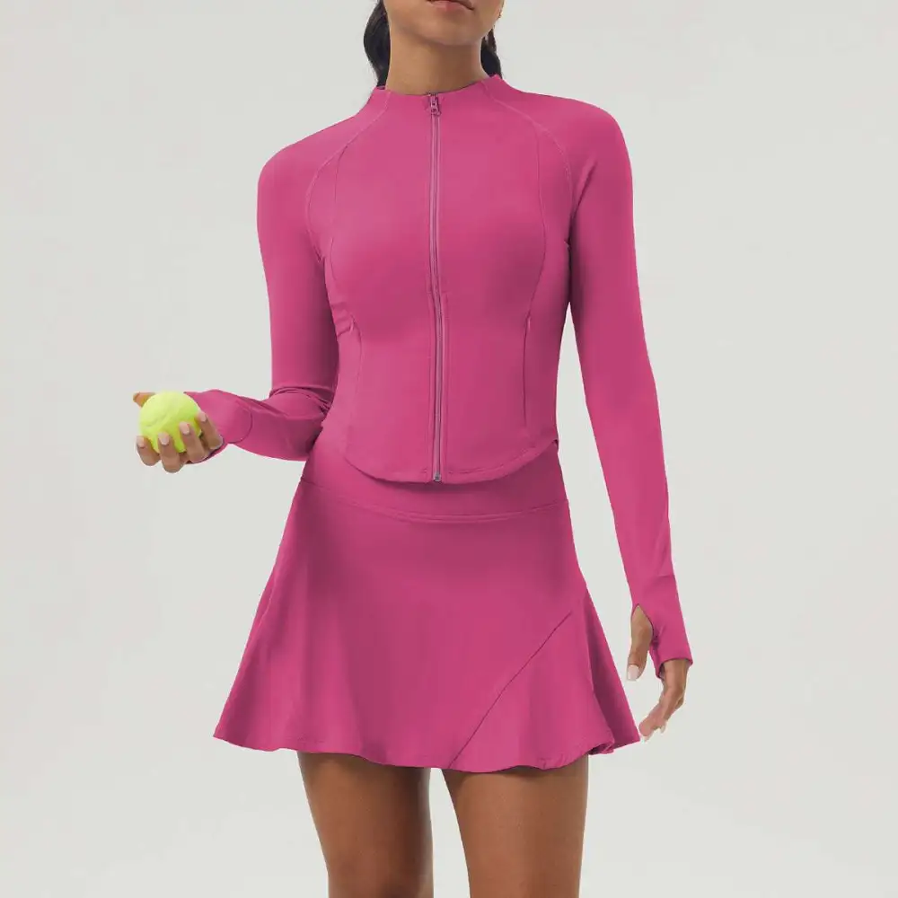 Zip-Front Tennis Jacket, Top and Skort Active Set