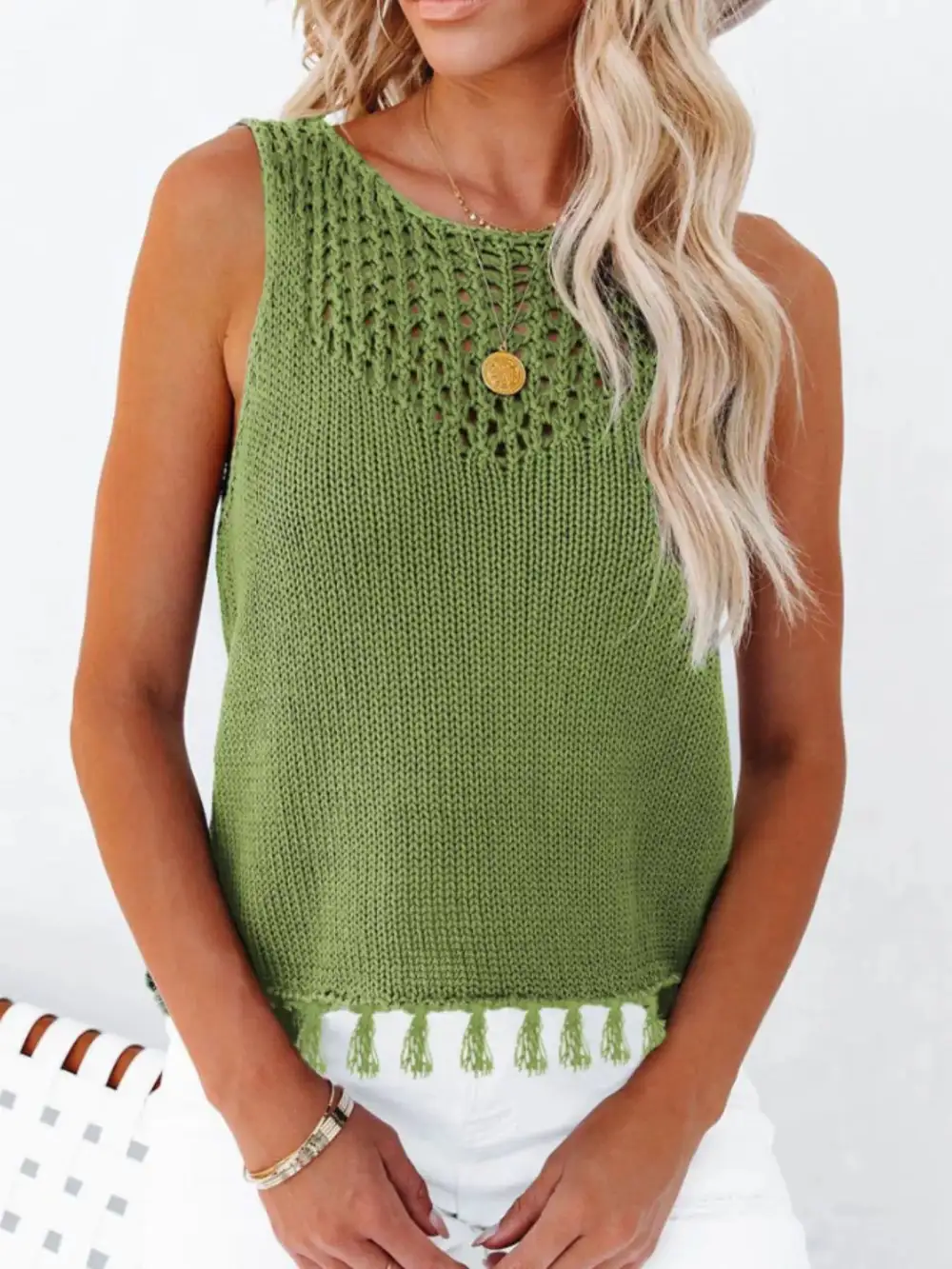 Knit Tassel Tank Top