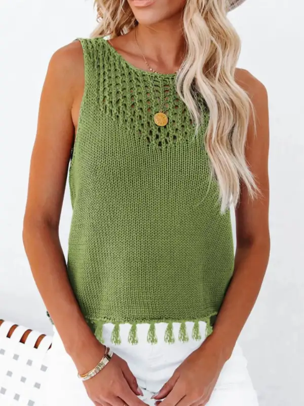 Knit Tassel Tank Top