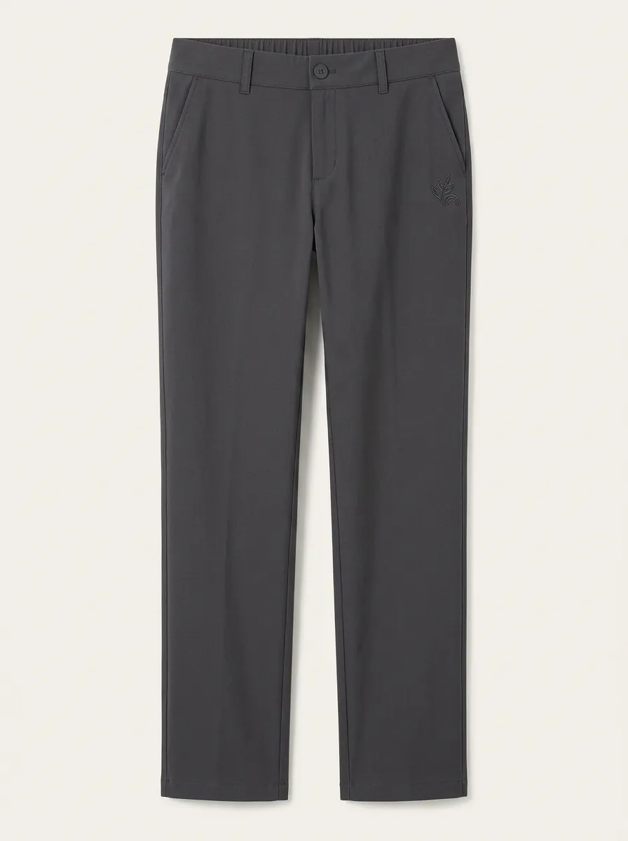 Women's Modern Comfort Leaf Logo Printed Mid Rise Straight Leg Pants
