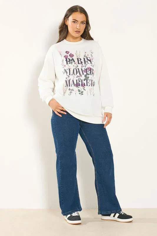 White 'Paris Flower Market' Floral Sweatshirt