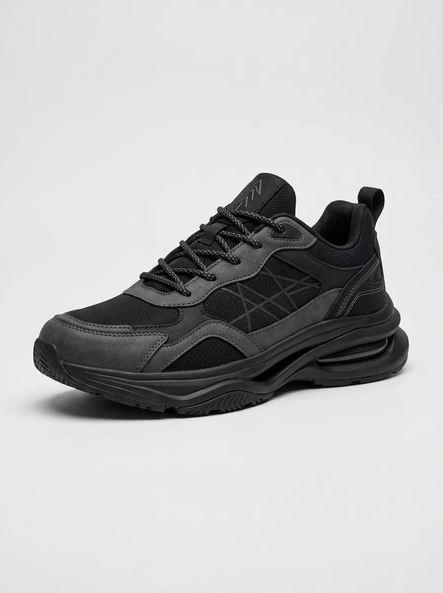 Men's Black Minimalist Black Mesh Athletic Sneakers