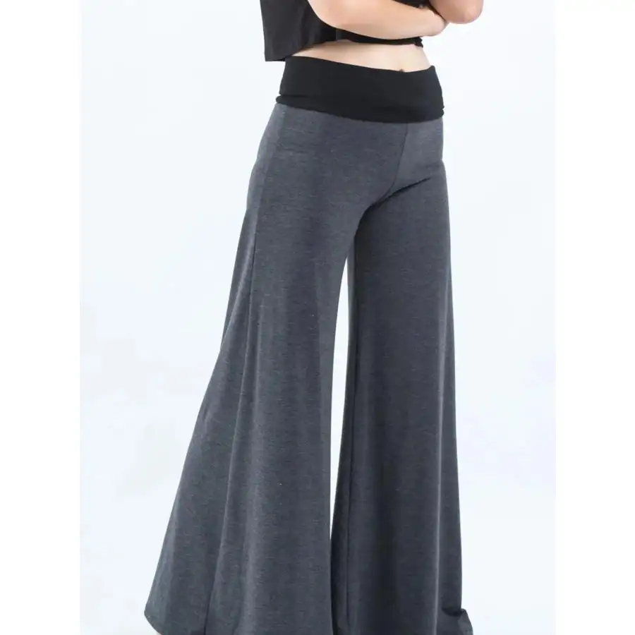 High Waisted Wide Leg Yoga Pants with Contrast Waistband
