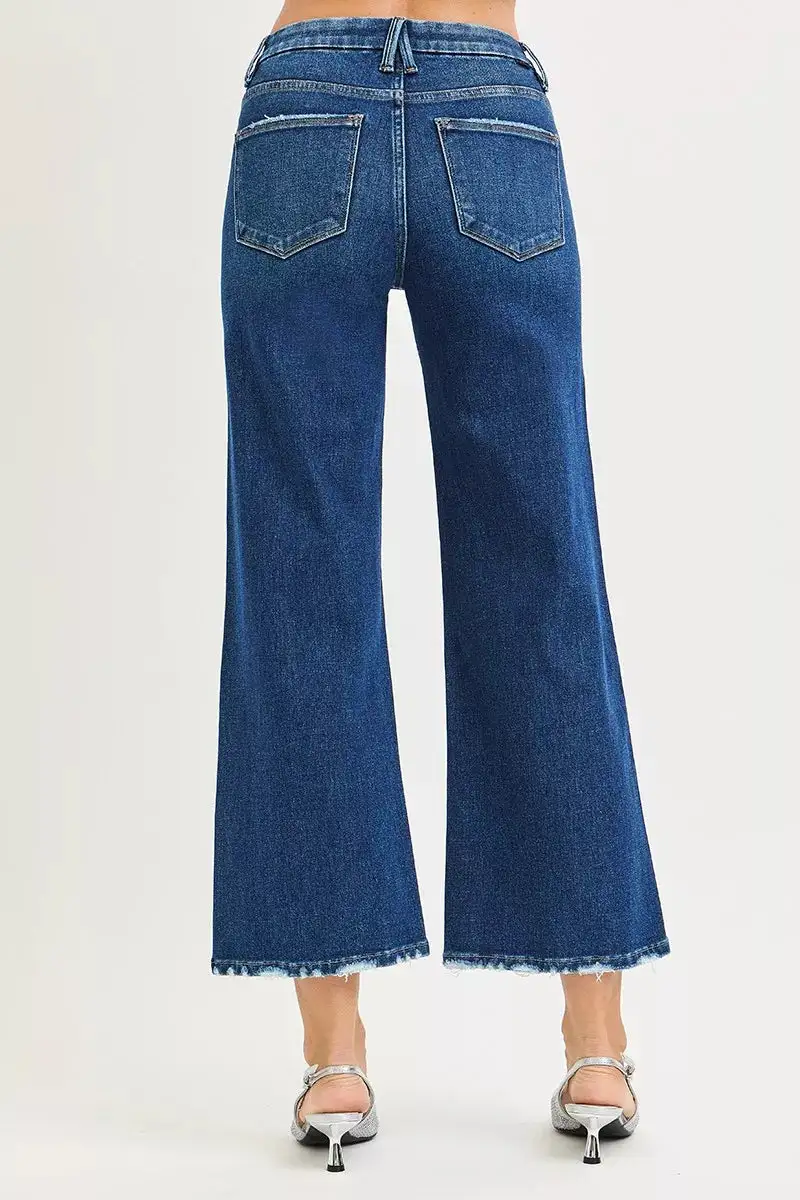 High Waist Wide Leg Stretch Denim Jeans