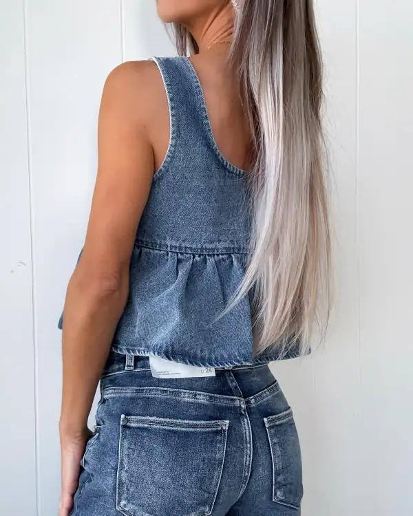 Denim Woven Top