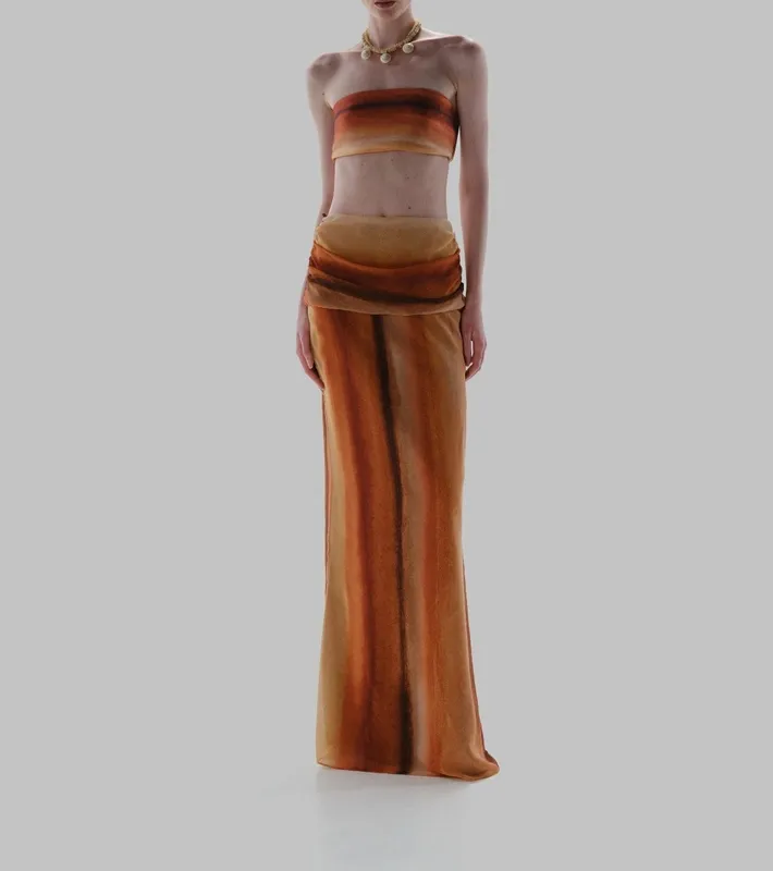 Printed Chiffon Maxi Skirt