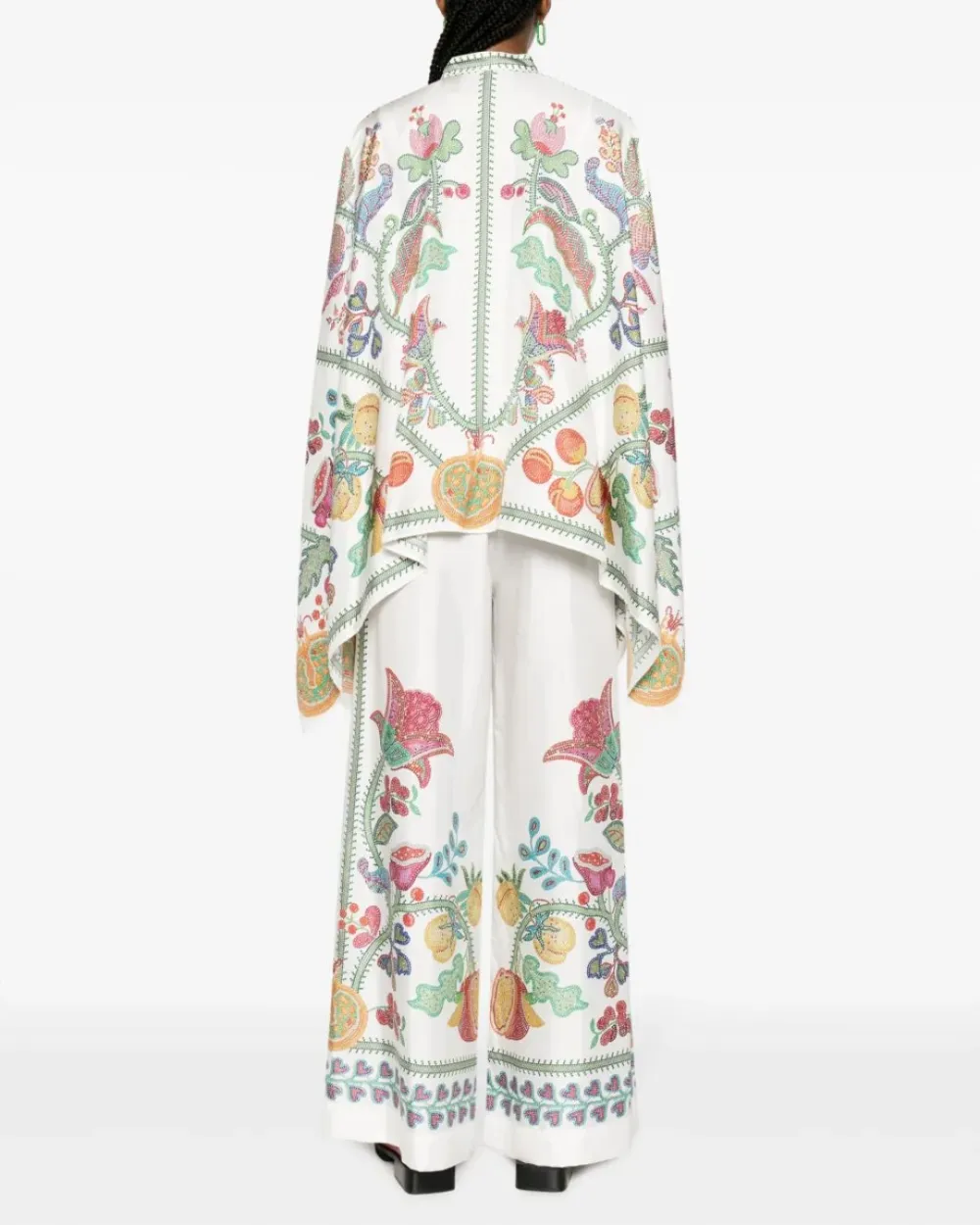 Printed Silk-Twill Flowy Blouse Set