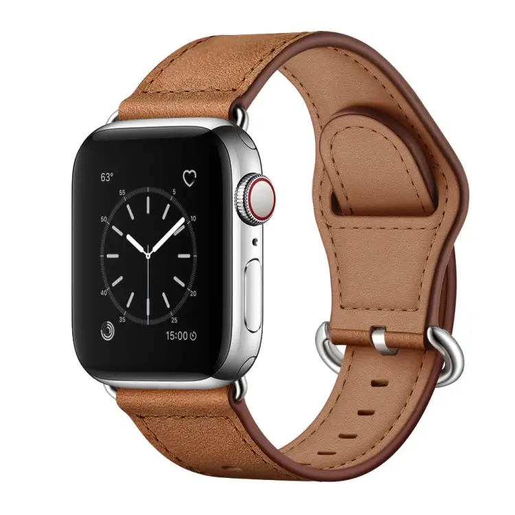 Genuine Leather Watch Band for Watch Series 9 & 8 & 7 41 mm / SE 3 & SE 2 & 6 & SE & 5 & 4 40 mm / 3 & 2 & 1 38 mm - Red Brown Crazy Horse Texture