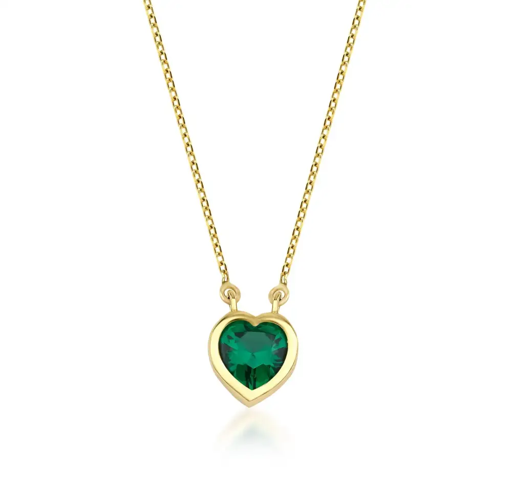 Heart Solitaire Emerald Necklace