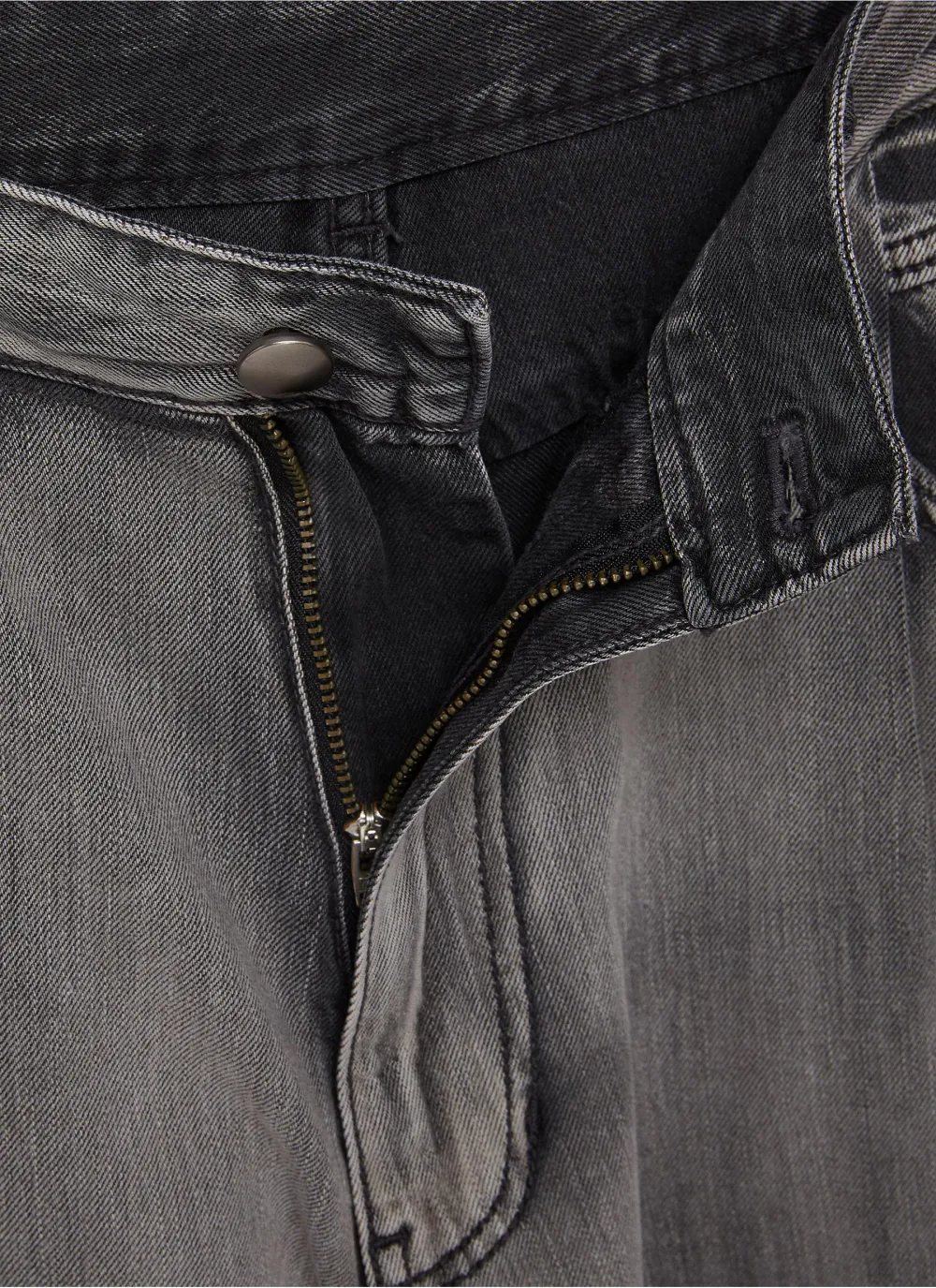 Simple Straight-Cut Comfort Grey Cottom Jeans