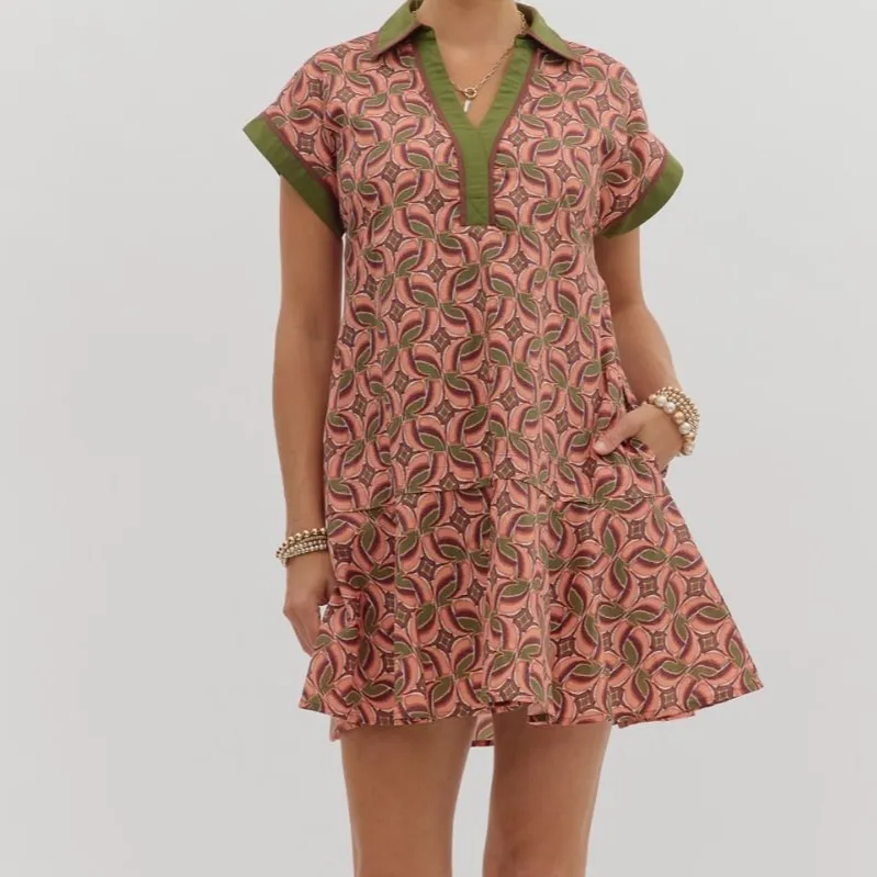 Ruffle Detail Short Sleeve Dress